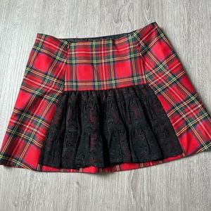 SARA BERMAN | Red Plaid with Lace skirt (Size S)